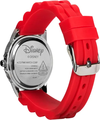 Miniatura 10 de Disney Reloj para enseñar la hora a niños CZ1009 Cars Rayo McQueen Reloj circular con correa de hule roja