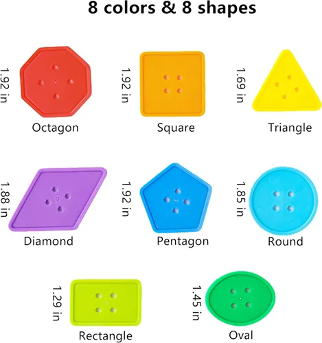 Miniatura 5 de 70 piezas Montessori - Juguete de hilo con cordones – Cuentas grandes con forma geométrica para manualidades infantiles, actividades preescolares