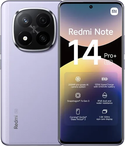 Miniatura 6 de XIAOMI Redmi Note 14 Pro+ Plus 5G + 4G LTE (para Tmobile Mint Tello & Global) (512 GB + 12 GB) NFC 6.67 pulgadas 120Hz 200MP Pro AI