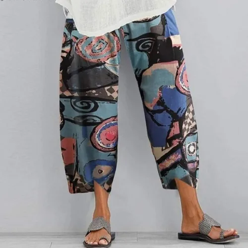 Miniatura 2 de FEDULKSTORE Pantalones de pierna ancha de algodón y lino para mujer, pantalones palazzo casuales de verano de cintura alta, pantalones holgados