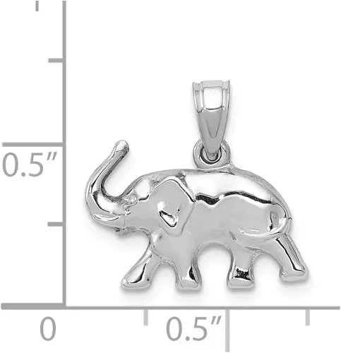 Miniatura 4 de Colgante de elefante de oro blanco macizo de 14 quilates para hombre