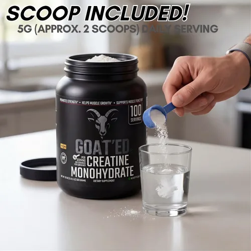 Miniatura 4 de GOAT'ED Monohidrato de creatina en polvo Creatina micronizada 100% pura para crecimiento muscular, fuerza y recuperación Suplemento de creatina
