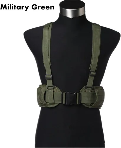 Miniatura 6 de FAMI Cinturón de cintura Molle con tirantes ajustables y correas libres Verde(Military Green)