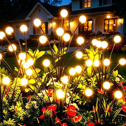 Miniatura 6 de Luces solares impermeables para exteriores, 2 paquetes de 16 LED, jardín solar, patio, decoración de jardín, decoración de patio, luciérnaga al aire