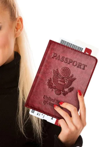 Miniatura 6 de Combo de tarjetero para pasaporte y vacuna, soporte para pasaporte con ranura para tarjeta de vacuna, cartera para pasaporte, funda para pasaporte
