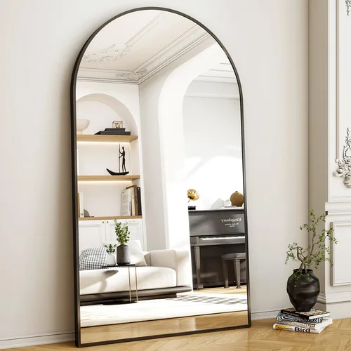 Miniatura 28 de Easly Espejo de Cuerpo Completo de Gran Tamaño, 76" x 34" Espejo Arqueado de Cuerpo Completo, Marco de Metal Negro, Espejo de Piso para Dormitorio