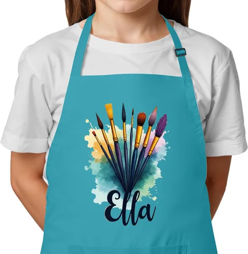 Miniatura 10 de Delantal con Nombre Personalizado para Pintura y Manualidades de Niños – Idea de Regalo Única para Calcetín Navideño para Niños y Niñas – Regalo