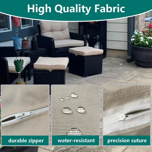 Miniatura 5 de FLYMEI Patio Cushion Covers 16x16x2.5 Waterproof Outdoor Cushion Cover Replacement 1Packs Outdoor Seat Cushion Slipcover for Rattan Chair Sofa, Beige