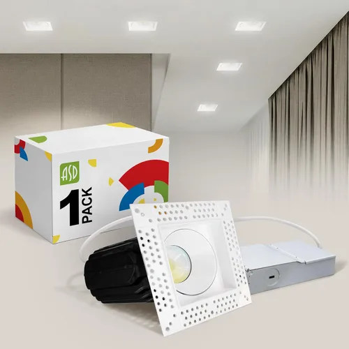 Miniatura 24 de ASD Luces LED empotrables sin moldura de 1 pulgada, 7W 120V Triac redondas para uso comercial, iluminación regulable sin lata para techo con caja
