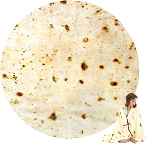 Miniatura 9 de Hommtina Manta de pizza de doble cara, manta gigante de tortilla, regalos divertidos para adultos, adolescentes y niños (60 pulgadas)