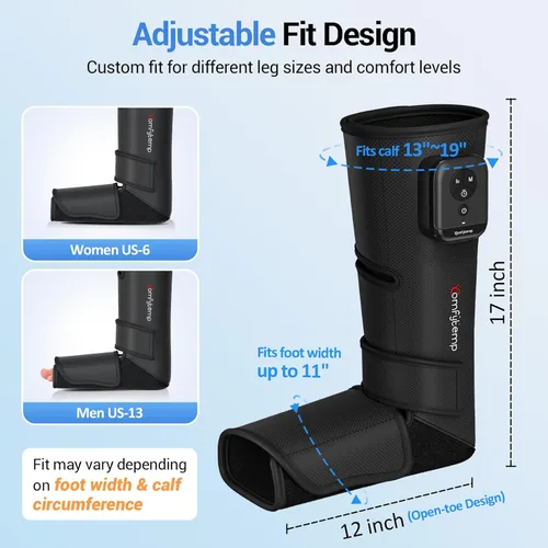 Miniatura 4 de Comfytemp Masajeador de piernas inalámbrico de compresión de aire para circulación y alivio del dolor, bota de compresión portátil de pies