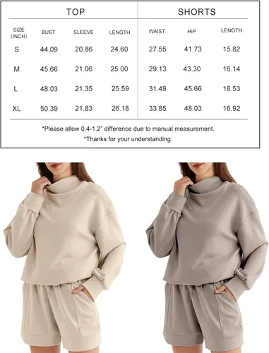 Miniatura 6 de AUTOMET Conjunto de 2 piezas para mujer, conjunto de dos piezas de gran tamaño, conjunto de descanso a juego, ropa de otoño a la moda