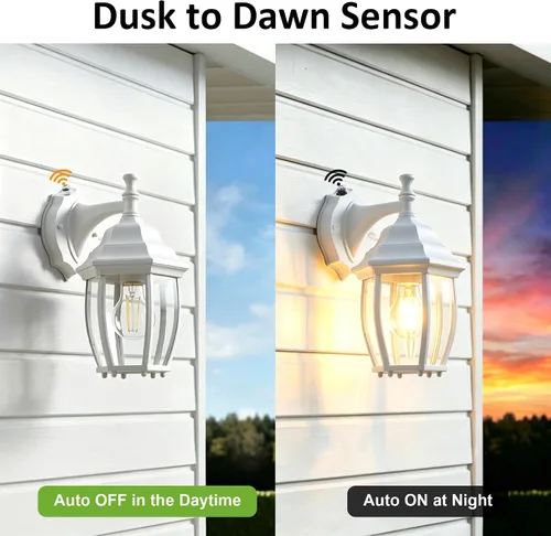 Miniatura 2 de LIT-PaTH Farol de pared para exteriores del atardecer al amanecer, aplique de pared como accesorio de iluminación de porche con base mediana E26