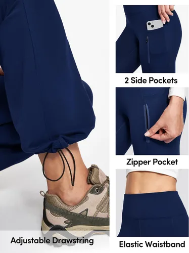 Miniatura 4 de IUGA Pantalones con forro polar para mujer, resistentes al agua, pantalones de senderismo para invierno, leggings acampanados con bolsillos, corte