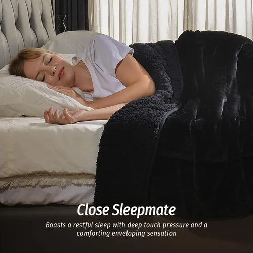Miniatura 4 de Wemore Manta con peso de forro polar Sherpa para adulto, 10 libras de doble cara, acogedora y esponjosa, manta ultra mullida con parte superior