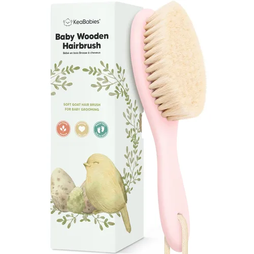 Cepillo de madera para cabello de bebé para niñas y niños, cepillo para cuna, peine de bebé recién nacido, peine de cerdas de cabra suaves para Rubor