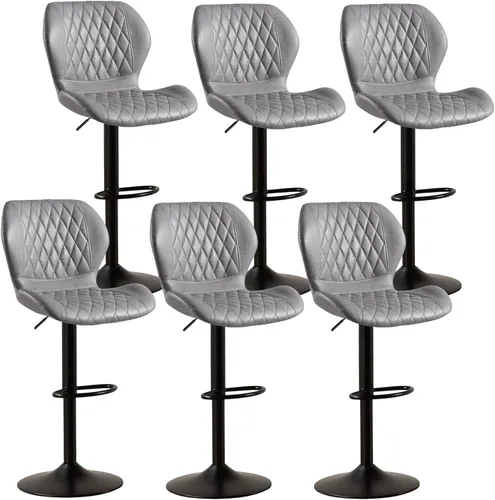 Miniatura 49 de Taburetes de bar modernos, taburetes de bar giratorios con respaldo alto, taburetes de bar de tela ajustables para sillas de isla de cocina