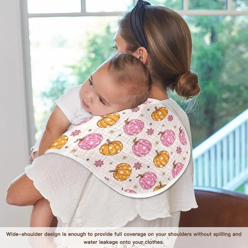 Miniatura 5 de Muslin Baby Burp Cloths, Retro Pumpkin 70s Hippie Muslin Washcloths Baby Bibs Rags Comfy Soft Absorbent in for Newborn Boys and Girls 4 Piece 22 x