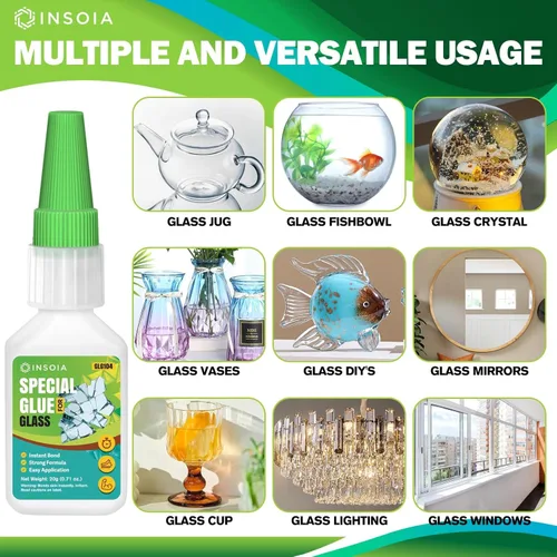 Miniatura 3 de Pegamento para vidrio, 0.71 onzas (0.71 oz), pegamento transparente para reparación de vidrio, adhesivo de vidrio de fijación rápida, resistente