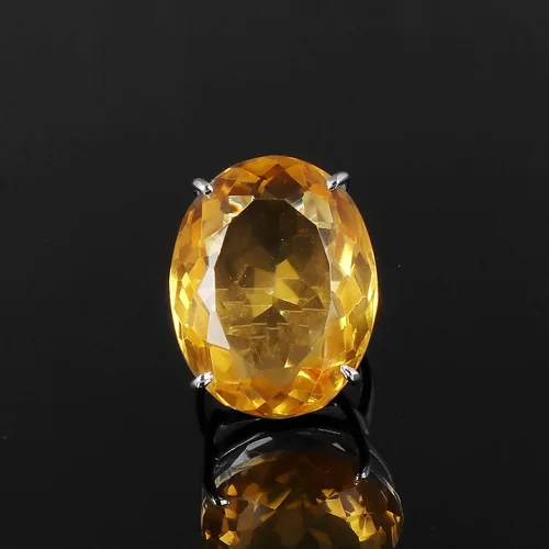 Miniatura 3 de GEMHUB Anillo de plata de ley 925 de citrina amarilla de corte ovalado de 0.53oz, Piedra, Citrino