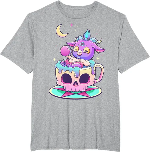 Miniatura 82 de Kawaii Pastel Goth Cute espeluznante Pentáculo Baphomet - Camiseta de cabra, Negro