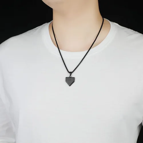 Miniatura 4 de HattiDoris Collar de placa de béisbol para hombre, colgante de escudo de bandera de Estados Unidos, cadena de acero inoxidable de 22 + 2 pulgadas