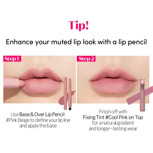 Miniatura 8 de Labial líquido pigmentado Etude, color #01 rosa análogo (4g), de larga duración, resistente al agua, con un ligero acabado mate, cobertura total