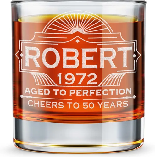 DaddyFactory - Vaso de whisky personalizado para hombres, grabado personalizado con monograma grabado, rocas de cóctel, 10.25 onzas, regalo de