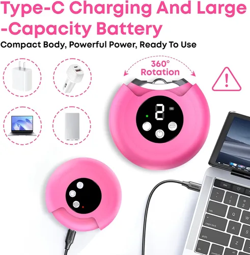 Miniatura 6 de Cortaúñas automático para personas mayores, cortaúñas eléctrico 3 en 1 con luz LED, batería recargable, cortaúñas para adultos, molinillo de uñas