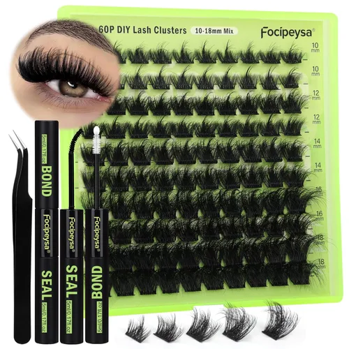 Miniatura 18 de Focipeysa Kit de extensión de pestañas gruesas de volumen completo, kit de extensión de pestañas 40P, kit de extensión de pestañas con pegamento