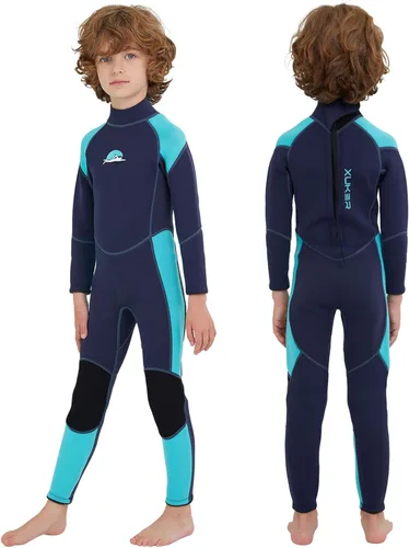 Miniatura 7 de XUKER Traje de neopreno para niños y niñas, 0.118 in, con cremallera trasera, de neopreno, térmico, de cuerpo completo, para jóvenes, adolescentes