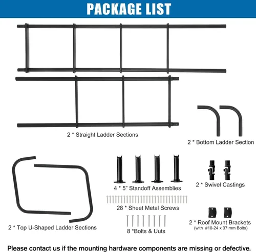 Miniatura 6 de Escalera universal exterior para caravana, escalera de aluminio para remolque de viaje de 7.6 pies y 8.4 pies, capacidad de 250 libras, color negro