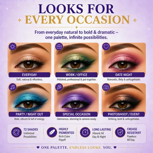 Miniatura 2 de BestLand Paleta de sombra de ojos ultra secreta, 72 colores, tablero de colores 4 en 1, brillo mate, brillo nude, natural, todo en uno, paleta