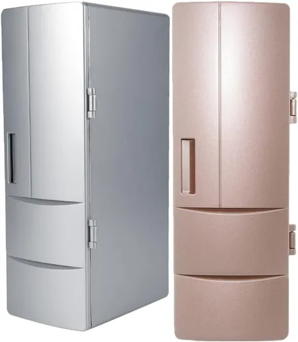 Miniatura 2 de Riloer 1 mini refrigerador USB de doble uso magnético, caliente y frío para 5 V 10 W enfriamiento 46.4-48.2 °F, calefacción 104.0-149.0 °F, plata