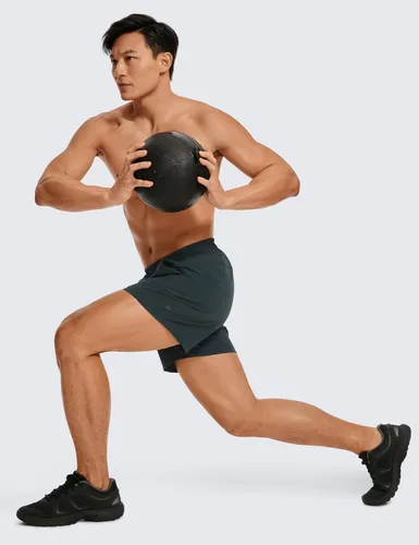Miniatura 4 de CRZ YOGA Pantalones cortos de entrenamiento sin forro para hombre de 5 pulgadas, ligeros, de secado rápido, para correr, deportes, atletismo