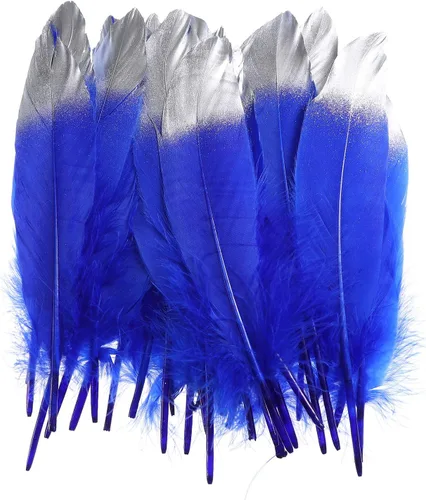 Miniatura 8 de 50 plumas de ganso bañadas en oro, coloridas plumas de ganso bañadas en plata, 6-8 pulgadas de longitud para manualidades, hogar, fiesta, boda