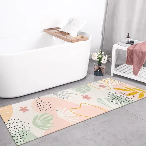 Lahome Alfombra de pasillo rosa - Alfombra de 2x7, alfombra antideslizante lavable para baño, alfombra ligera para piso, alfombras para pasillo