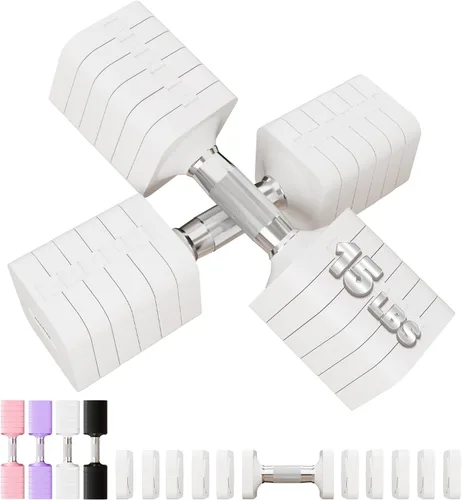 Miniatura 18 de Juego de mancuernas ajustables de 15 libras, 20 libras, 40 libras, 50 libras, juego de mancuernas de peso libre para mujeres y hombres