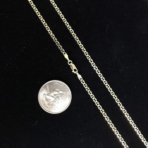 Miniatura 6 de Ioka - Collar de cadena de oro macizo real de 14 quilates de 0.098 in con cierre de langosta