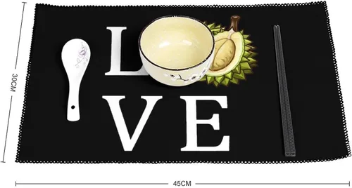 Miniatura 2 de I Love Durian Placemats Set of 6 Resistant Table Mats Washable Place Mats for Dinner Party Table Decoration