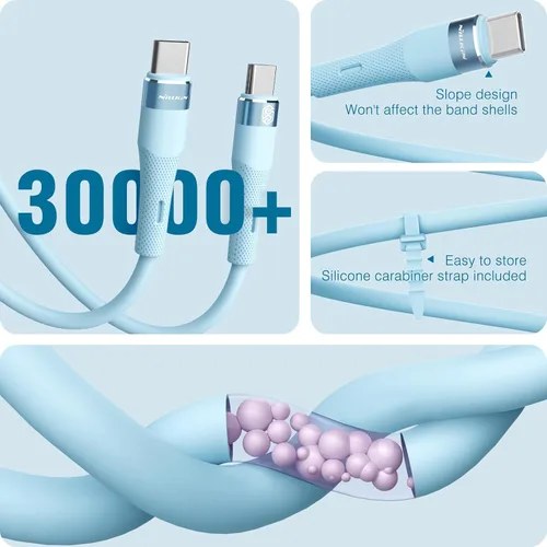 Miniatura 5 de Nillkin Cable USB C a USB C, [silicona líquida, 4 pies], cable de carga rápida tipo C de 60 W para iPhone 15/15 Pro/15 Plus/15 Pro Max, Samsung