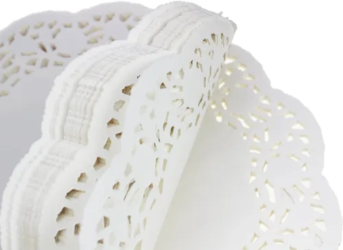 Miniatura 2 de LJY 100 piezas de papel redondo de encaje blanco almohadillas de embalaje para decoración de vajilla de boda (13.5 pulgadas)