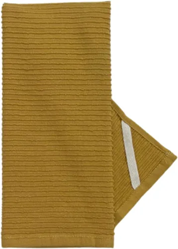 Miniatura 9 de Serafina Home Paños de cocina a cuadros amarillo mostaza: paño de 100 % algodón, suave, para limpieza y secado, absorbente, de rizo, con asa, juego