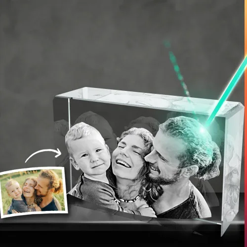 Miniatura 7 de Foto 3D personalizada grabada con láser en forma rectangular de cristal para cumpleaños, aniversario, regalos de boda, San Valentín, Navidad
