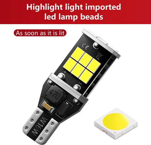 Miniatura 5 de UGSHY Paquete de 2 luces de iluminación para automóvil, luz inversa T15, bombillas de chip 3535 de decodificación de alta potencia, bombilla LED