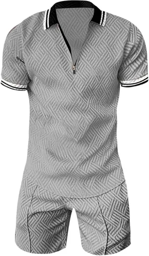 Miniatura 3 de Conjunto deportivo de verano para hombre, camiseta polo y pantalones cortos, conjunto deportivo elegante y casual de 2 piezas
