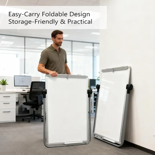 Miniatura 4 de KIZZBY Pizarra blanca de doble cara con soporte, 36 x 24 pulgadas, caballete magnético portátil, soporte en U, altura ajustable y rotación de 360°
