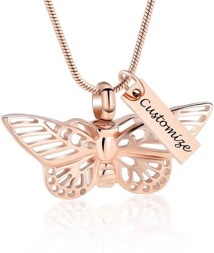 Miniatura 22 de Minicremation Joyas de cremación para cenizas – Collar conmemorativo de mariposa con colgante de urna para cenizas de seres queridos