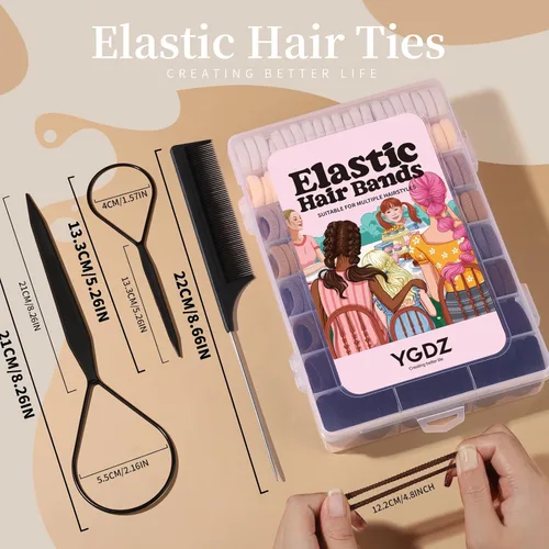Miniatura 3 de YGDZ Lazos para el pelo de bebé, 280 piezas de accesorios para el cabello para niñas, niños pequeños, bandas elásticas de algodón con caja