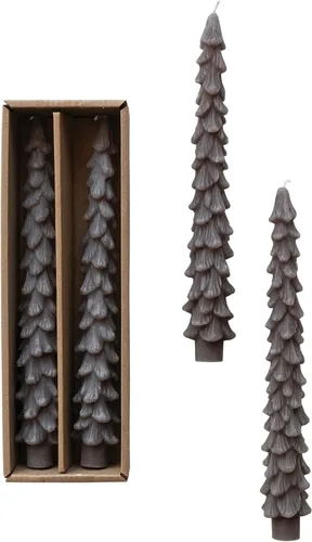 Miniatura 14 de Creative Co-Op Velas cónicas en forma de árbol sin perfume, color beige ponche de huevo, juego de 2 en caja Ponche de huevo beige